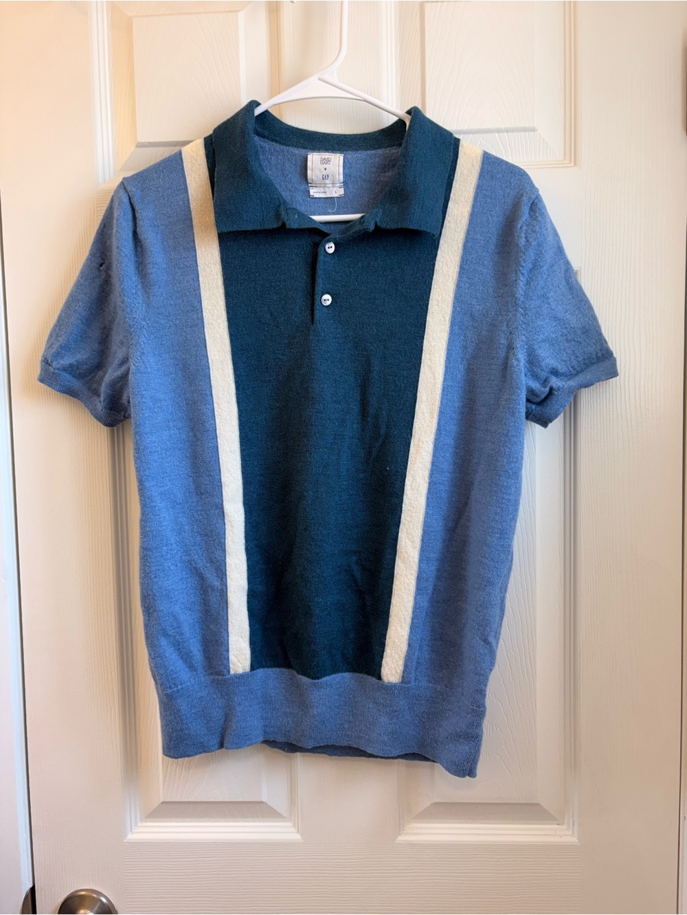 GAP Two-Tone Blue Polo with Cream Stripes